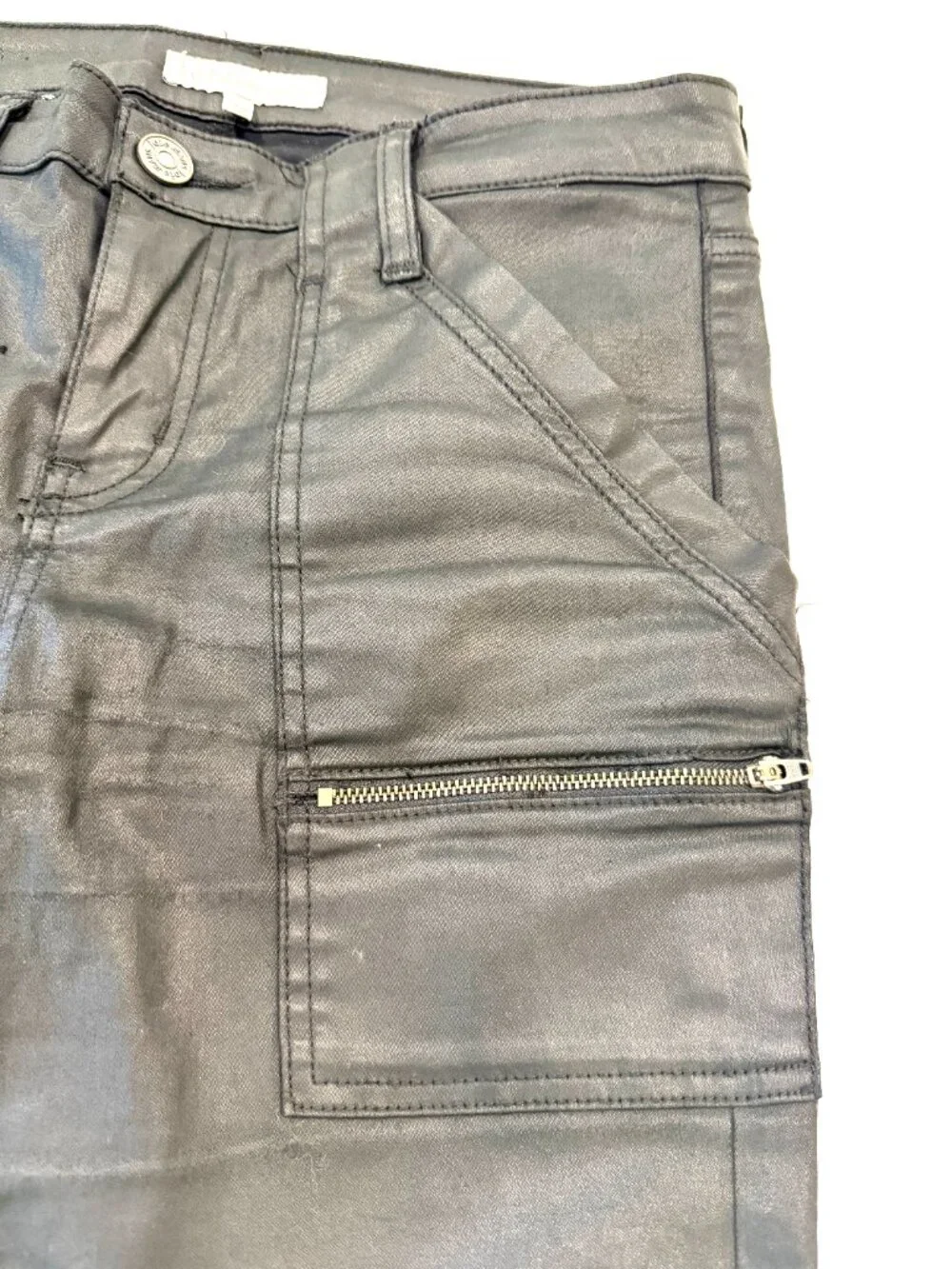 Joie "Park Skinny B" jeans, black coated denim, size 29 - Picture 7 of 9